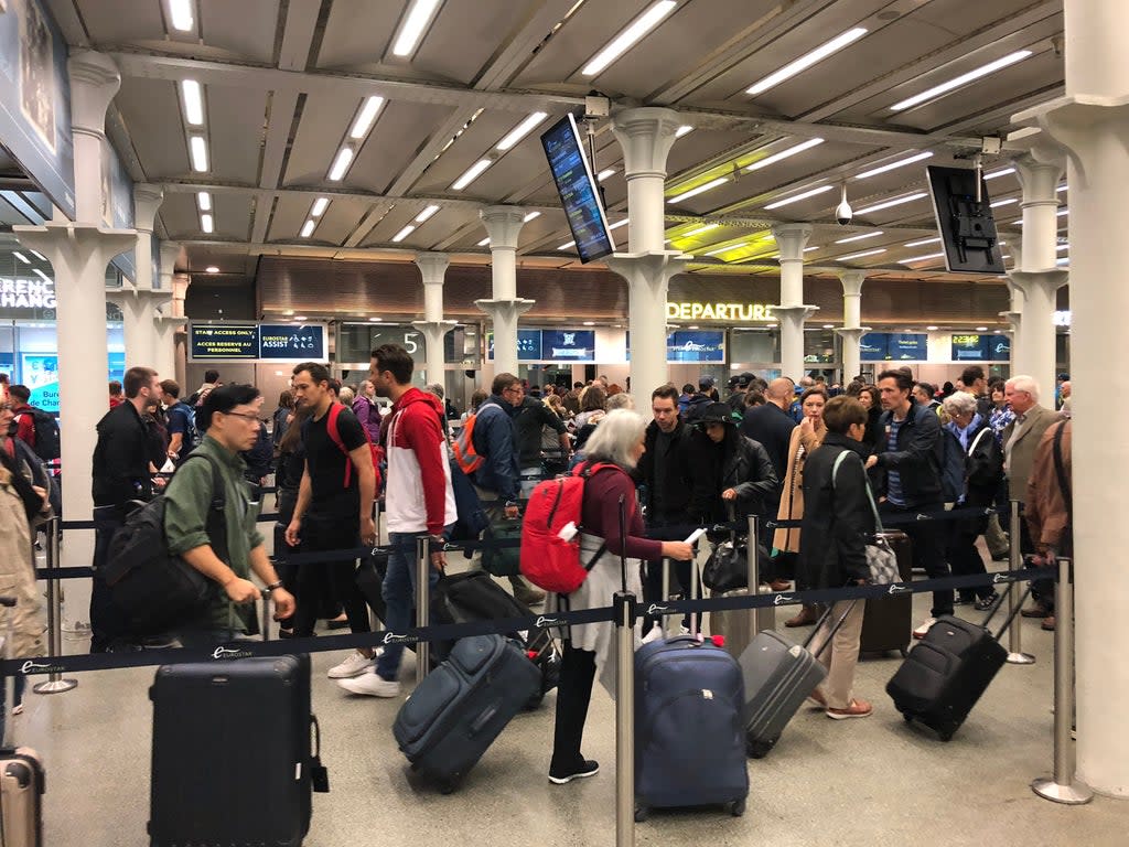 Space invaders: check-in queue for Eurostar trains at London St Pancras International before the coronavirus pandemic (Simon Calder)