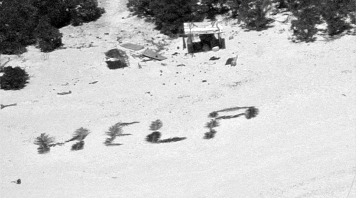 The U.S. Coast Gurad, makes contact with three mariners stranded on Pikelot Atoll, Yap State, Federated States of Micronesia (U.S. Coast Guard)