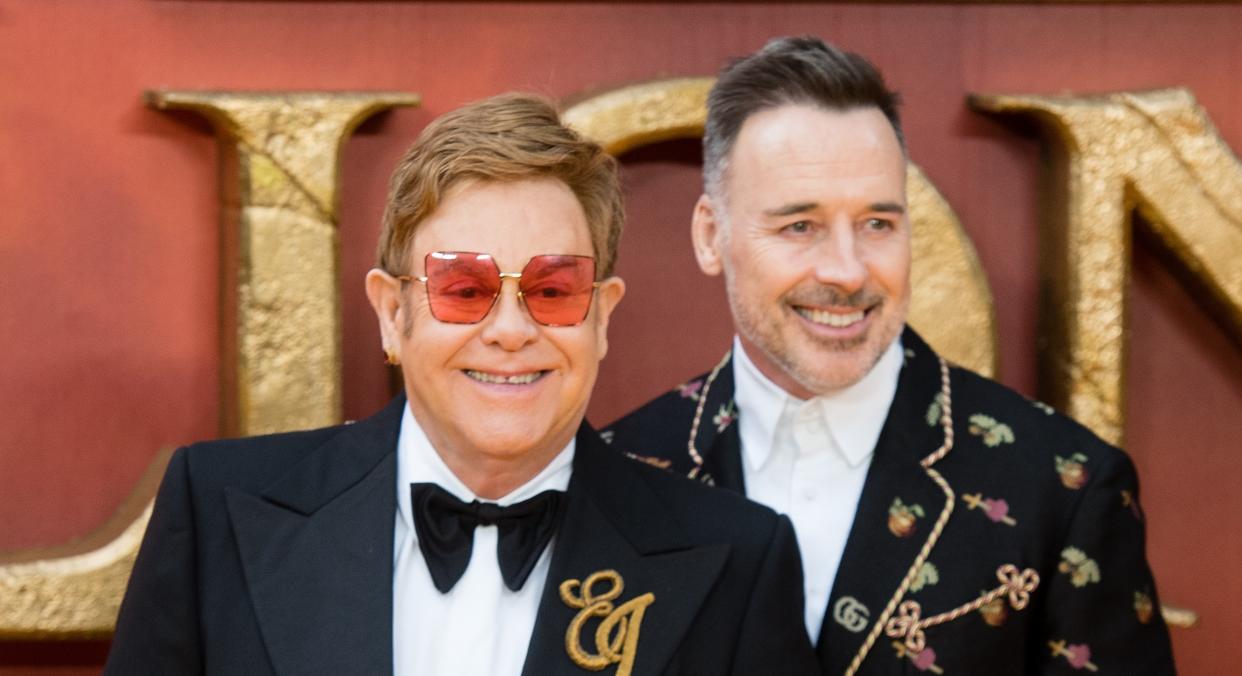 Sir Elton John has revealed he will ever smack or shout at the children he shares with husband David Furnish [Image: Getty]