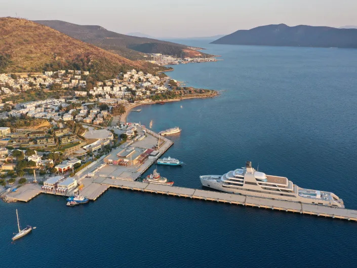 Russian oligarch Roman Abramovich&#39;s yacht named &quot;My Solaris&quot; is seen docked in Bodrum district of Mugla, Turkiye on March 21, 2022.