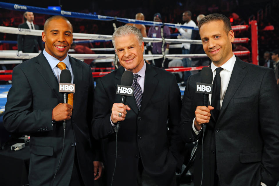 HBO is out of the boxing business, but once featured the stellar crew of Andre Ward (L), Jim Lampley (C) and Max Kellerman. (Photo courtesy HBO)