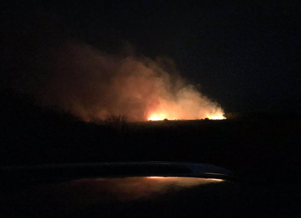 One of a series of large gorse fires spread over two miles of Bodmin Moor. (Olivia Tomlin/PA)  NOTE TO EDITORS: This handout photo may only be used in for editorial reporting purposes for the contemporaneous illustration of events, things or the people in the image or facts mentioned in the caption. Reuse of the picture may require further permission from the copyright holder. 