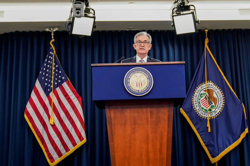 Federal Reserve Chair Jerome Powell holds news conference following the Federal Open Market Committee meeting in Washington