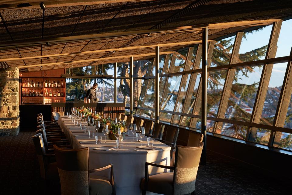 Canlis includes a private event space with the same floor-to-ceiling windows.