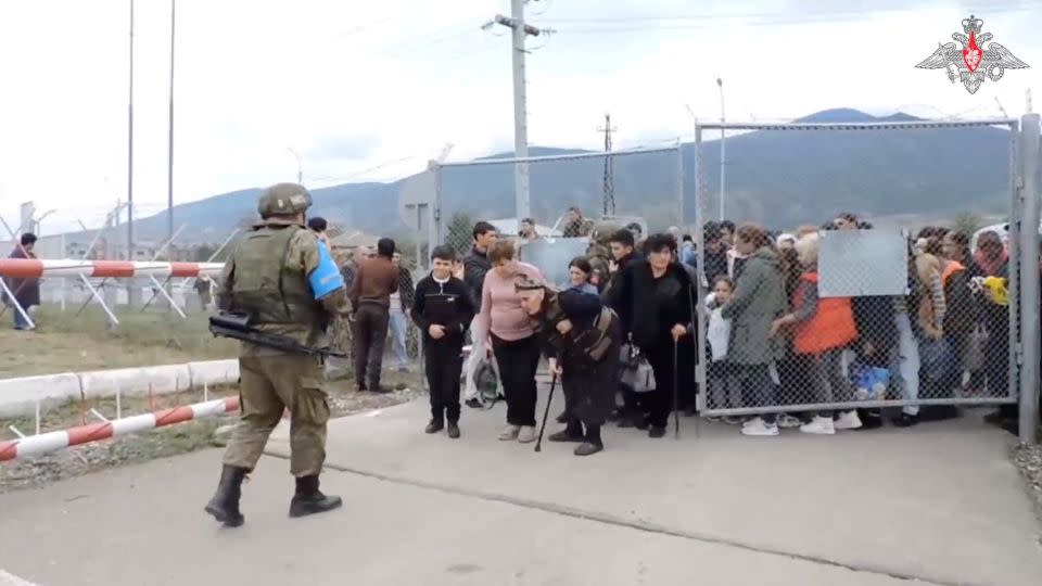 Russian peacekepeers have begun to evacuate civilians from Nagorno-Karabakh, September 21, 2023. - Russian Defence Ministry/Reuters