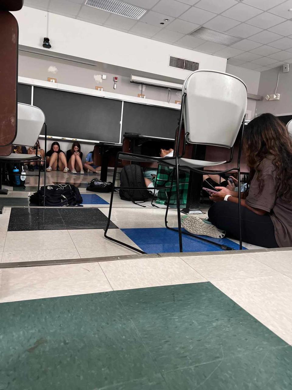 Ben Rosen, a freshmen at UNC Chapel Hill, took this photo in Phillips Hall during the Aug. 28, 2023, lock down from the University of North Carolina Genome Science Building.