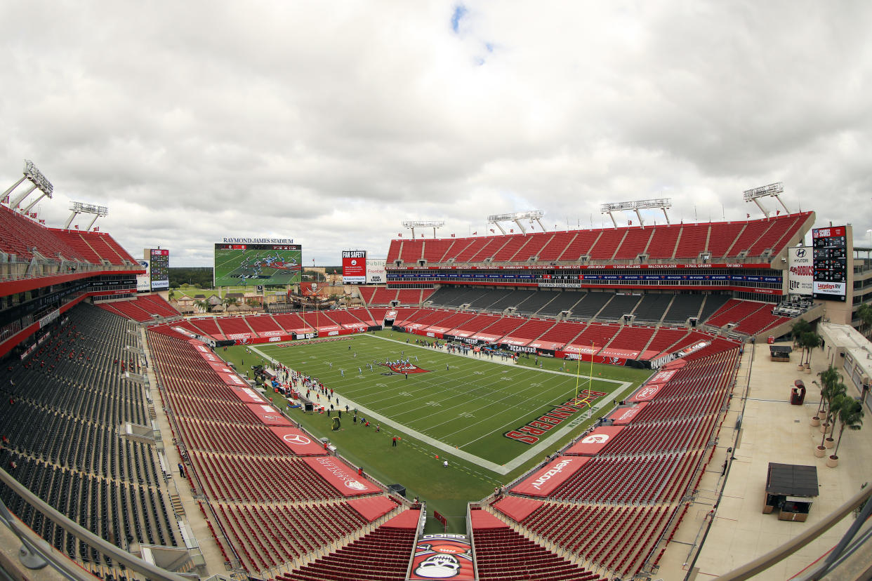 TAMPA, FLORIDA - SEPTEMBER 20: A general view during the game between the Carolina Panthers and the Tampa Bay Buccaneers at Raymond James Stadium on September 20, 2020 in Tampa, Florida. (Photo by Mike Ehrmann/Getty Images)