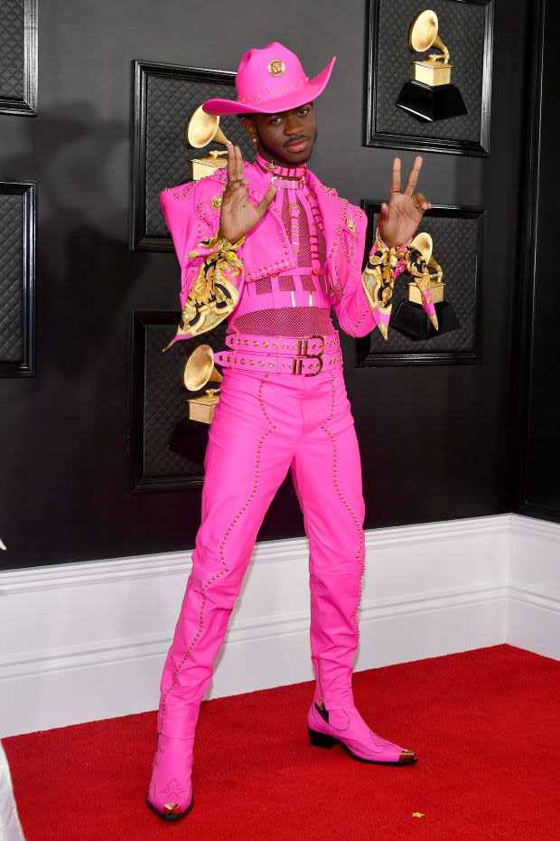 Lil Nas X in Versace at the 62nd annual Grammy Awards