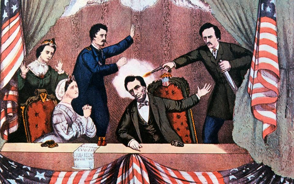 An illustration of the assassination of Lincoln