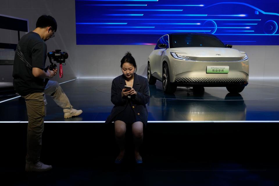 The Toyota bZ FlexSpace Concept electric SUV at the Shanghai auto show.