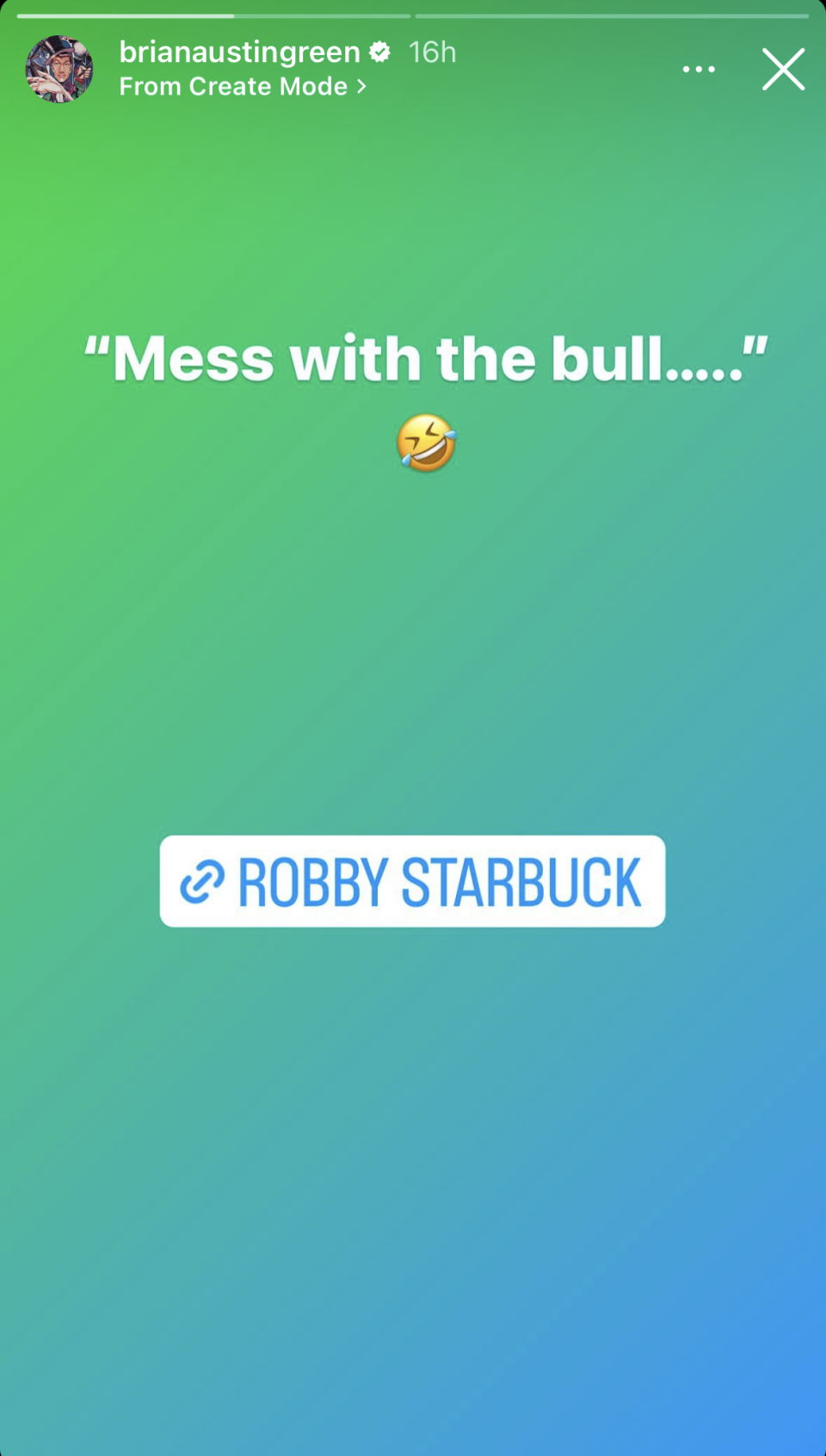 An Instagram story tags the politician with a caption that reads "Mess with the bull...."