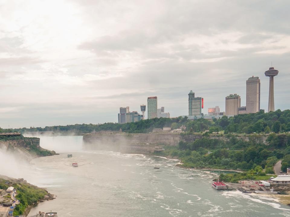 Hotels and other buildings on the Canadian side of Niagara Falls.