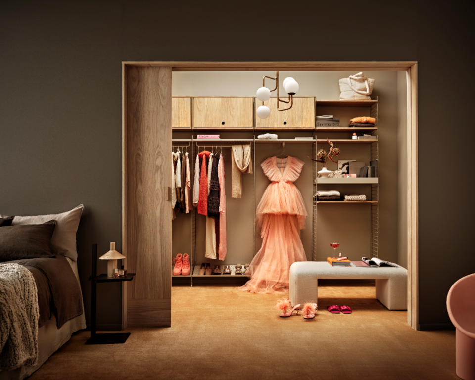 <p> A walk-in closet that can be changed to suit your needs is always going to be worth investing in: </p> <p> 'When everything has its own place in your wardrobe, getting dressed is a joy. The flexible and modular String© gives you open shelves for your everyday denim, cabinets for accessories, handbag and shoe shelves to display your prized possessions, and hangers for everything else.   </p> <p> All functions are completely versatile and can be placed in a variety of combinations to suit small or big spaces and meet all your needs. Creative storage for an organised lifestyle,' says Peter Erlandsson, co-owner of String Furniture.  </p>