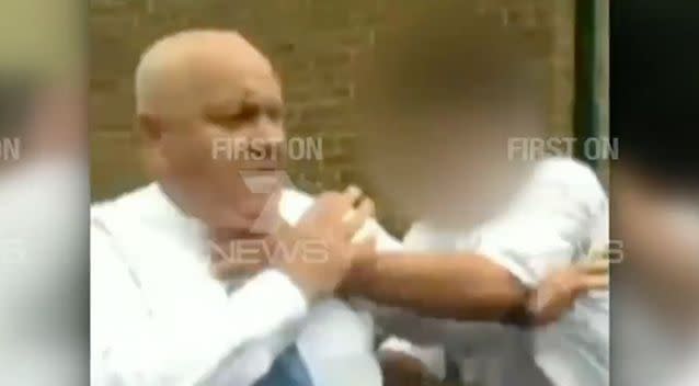 Noel Dixon was grabbed by the neck in the shocking video filmed in the schoolyard of Granville Boys High School. Photo: 7 News