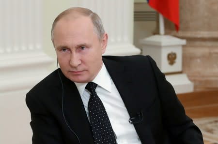 Russian President Putin gives an interview in Moscow