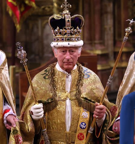RICHARD POHLE/POOL/AFP via Getty King Charles wearing St. Edward's Crown
