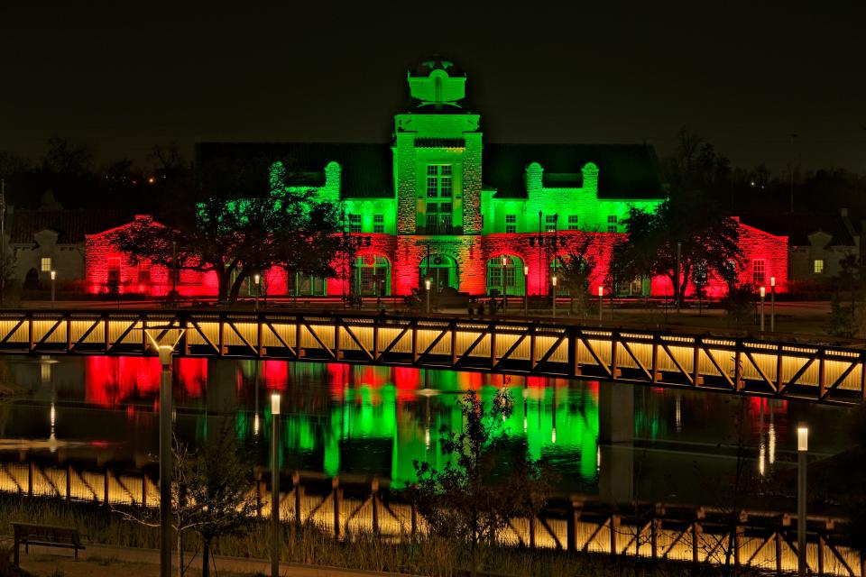 Union Station Illumination is part of the holiday lights at Scissortail Park. Wednesday, December 1, 2021.