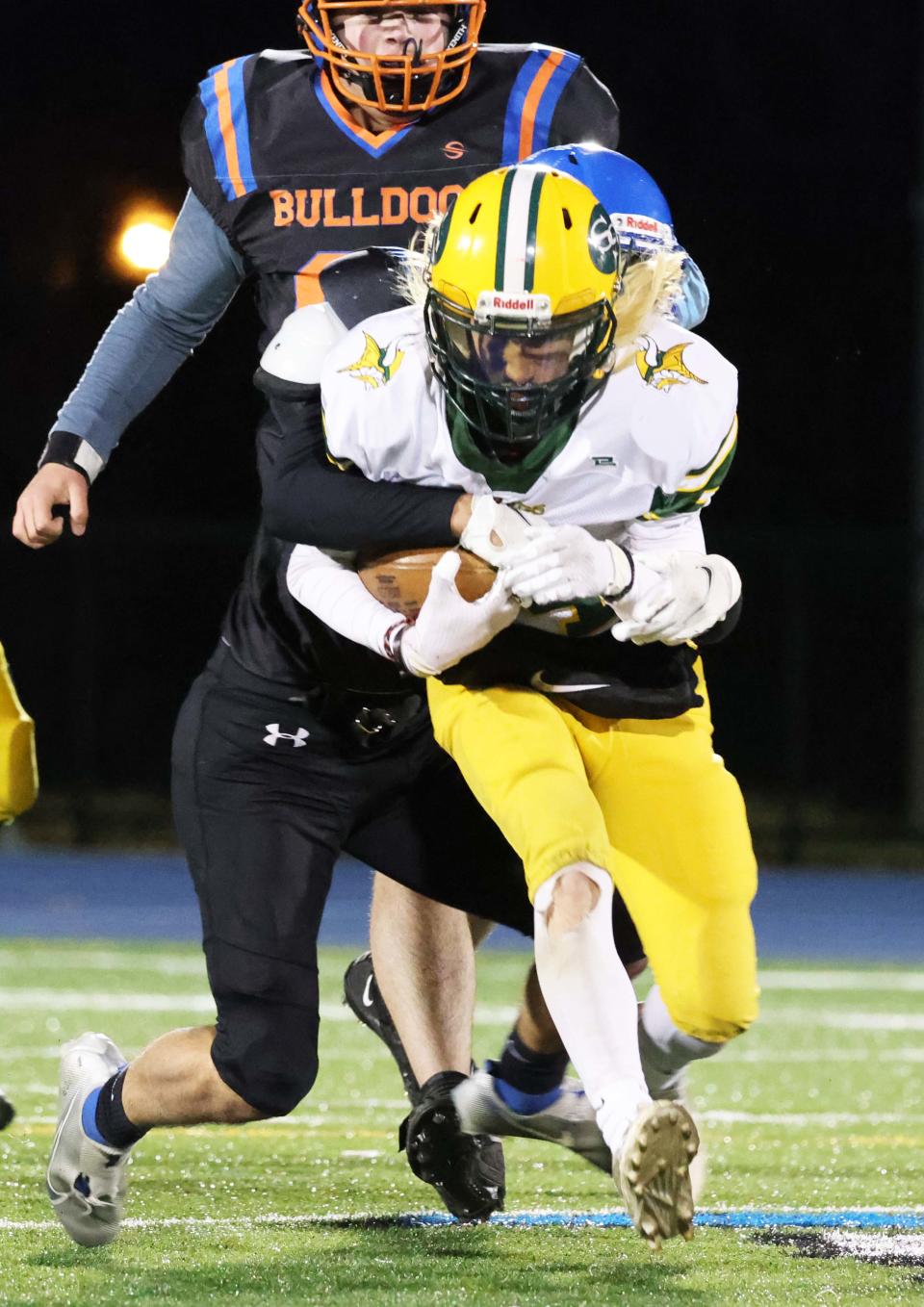 South Shore running back Todd Egan carries the football during a game versus Holbrook/Avon on Wednesday, Nov. 24, 2021. 