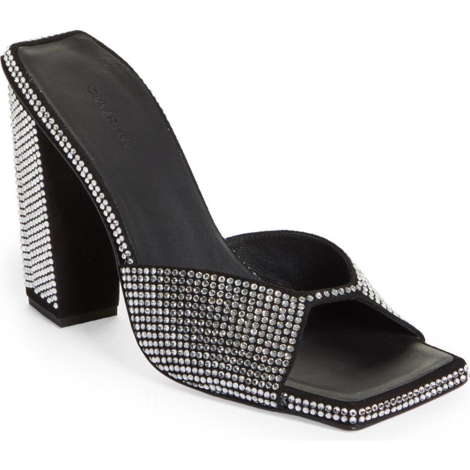 7) GIA BORGHINI Rosie Crystal Block Heel Slide Sandal