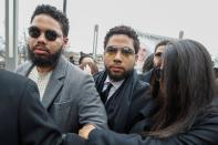 Former "Empire" actor Jussie Smollett arrives at court for his arraignment in Chicago