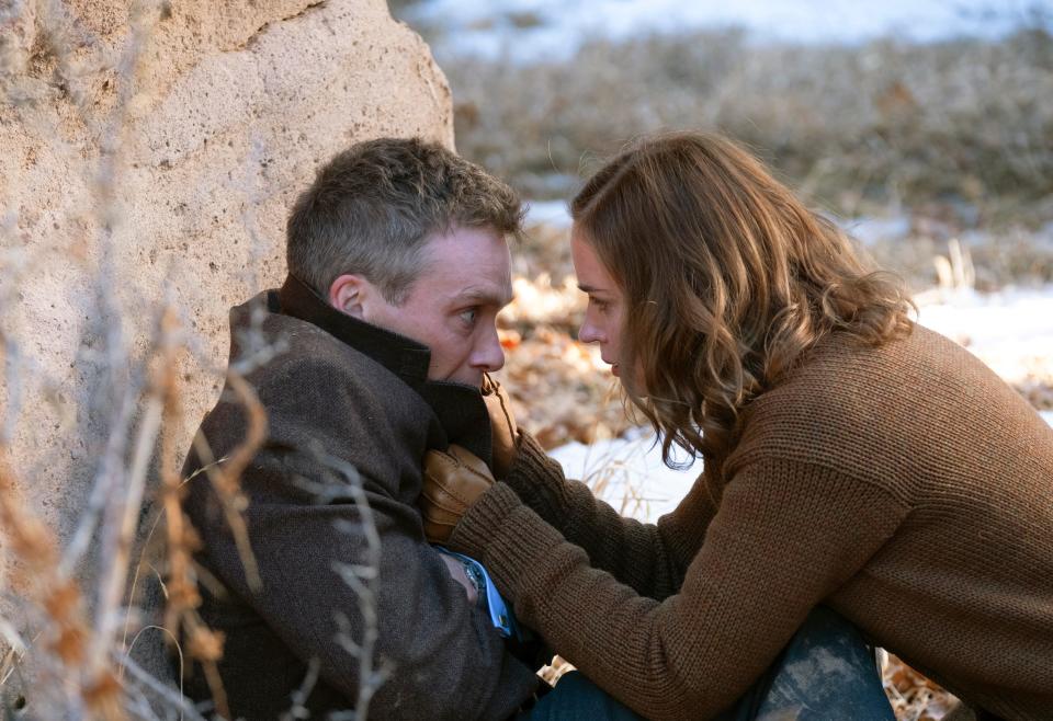 Kitty (Emily Blunt, right) confronts her husband (Cillian Murphy) in a scene from "Oppenheimer." "She thought he was the greatest thing ever and pushed him to be that," Blunt says.