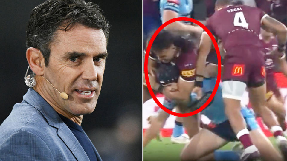 NSW coach Brad Fittler says Tino Fa'asuamaleaui should not have been fined less than Matt Burton for his role in the Origin Game III melee. Pic: Getty/CH9