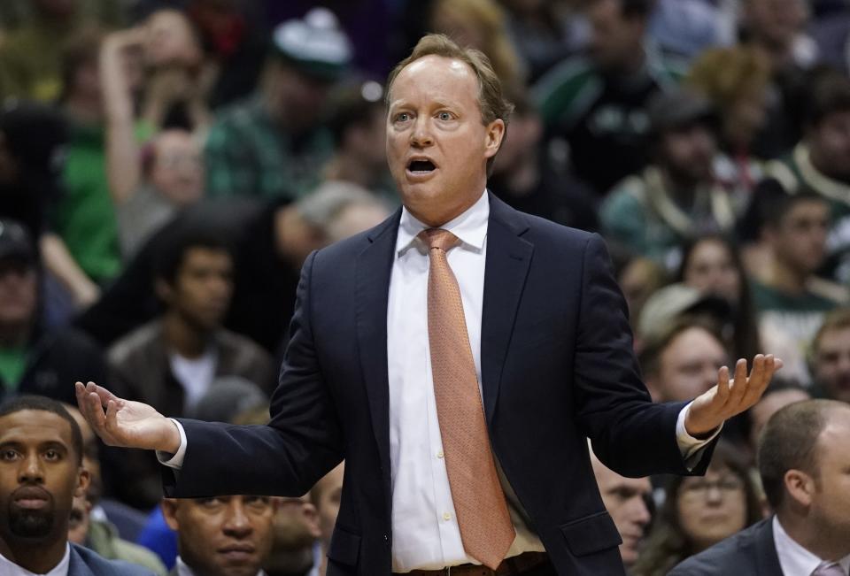 Mike Budenholzer and the Atlanta Hawks have parted ways. (AP Photo/Morry Gash)