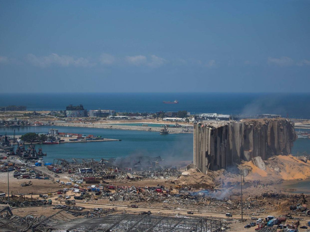 People work at the site were a massive explosion occurred that shook Beirut on Aug. 5, 2020 in Lebanon: Getty Images