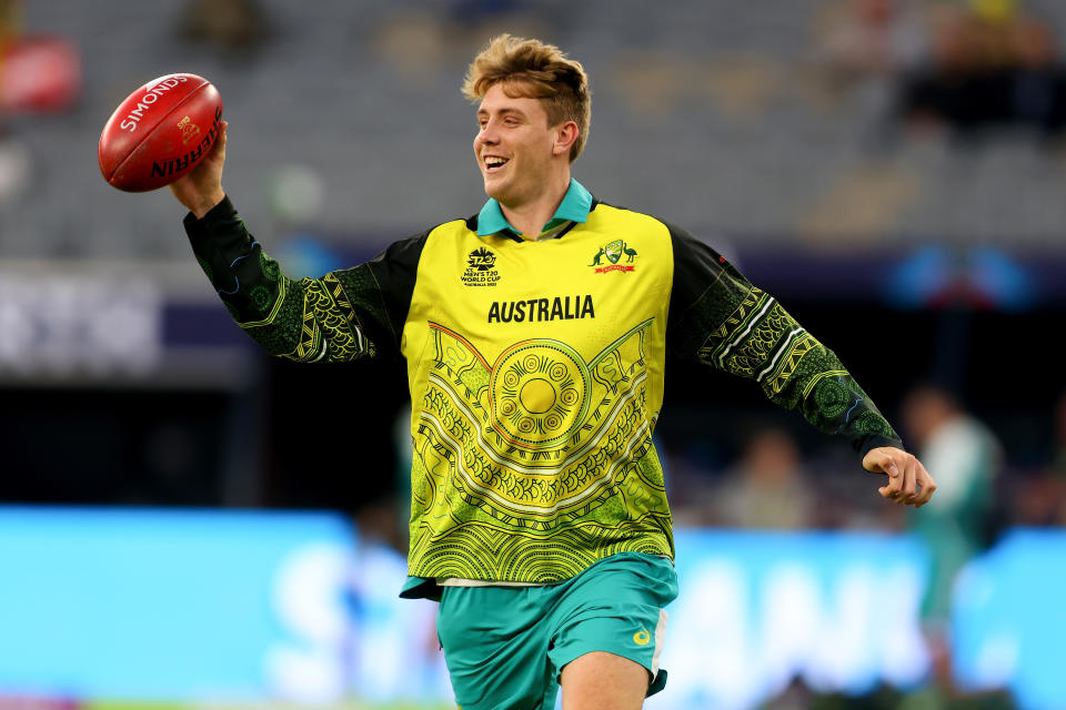 Seen here, Cameron Green training with the Australia squad at the ICC Men's T20 World Cup. 