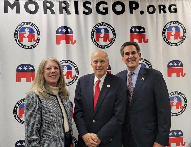 Morris County Deborah Smith, John Krickus and Stephen H. Shaw pose for a picture on Election Night 2021.