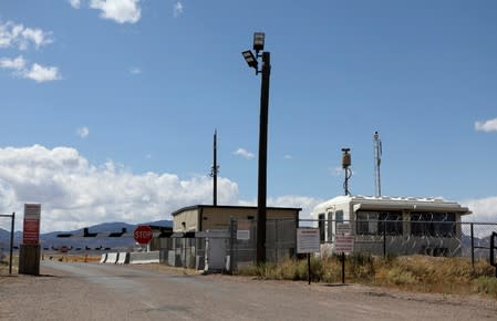 Razor wire and security cameras at the entrance to Area 51 as an influx of tourists responding to a call to 'storm' Area 51, a secretive U.S. military base believed by UFO enthusiasts to hold government secrets about extra-terrestrials, is expected