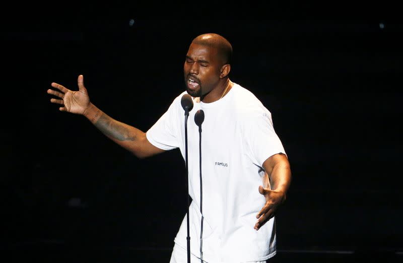 FILE PHOTO: Kanye West on stage during the 2016 MTV Video Music Awards in New York