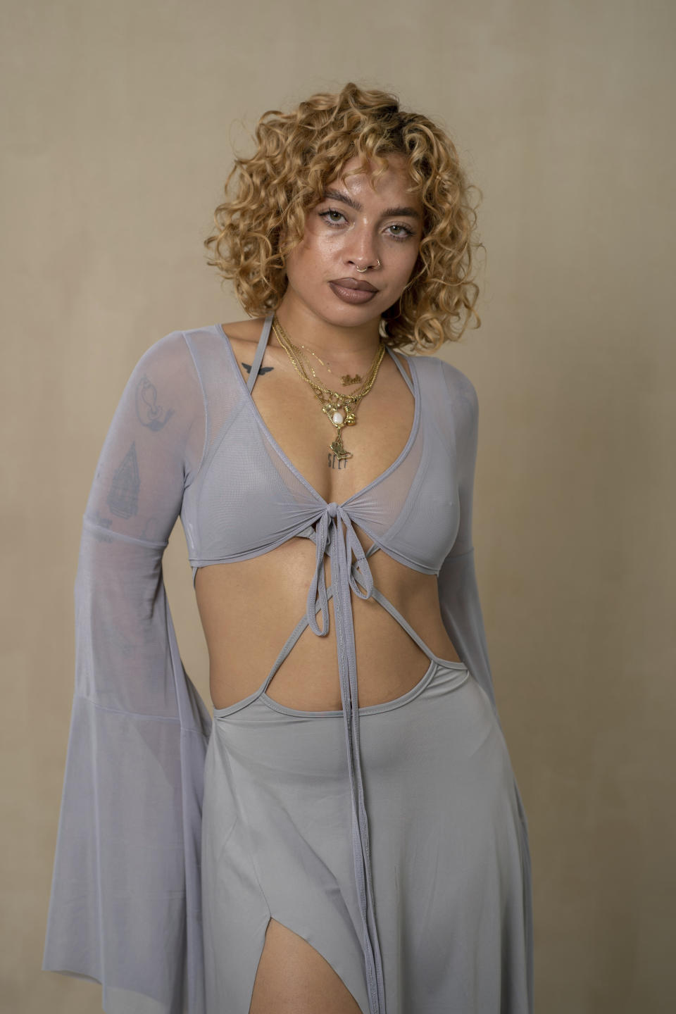 R&B singer Kiana Lede poses for a portrait on Tuesday, Oct. 3, 2023, in New York to promote her album “Grudges." (AP Photo/Gary Gerard Hamilton)