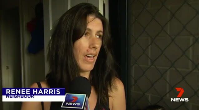 Renee Harris scraped her elbow trying to escape from the kangaroo. Source: 7 News.