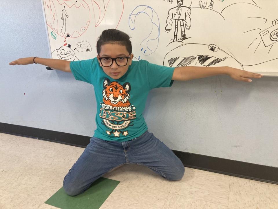 Jakob Garcia, 11, created a self-portrait on what it was like enduring COVID-19 for his final art project at Harmony School of Excellence.