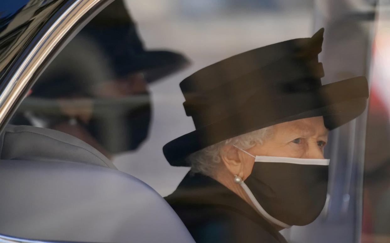 The Queen on the day of her husband the Duke of Edinburgh's funeral