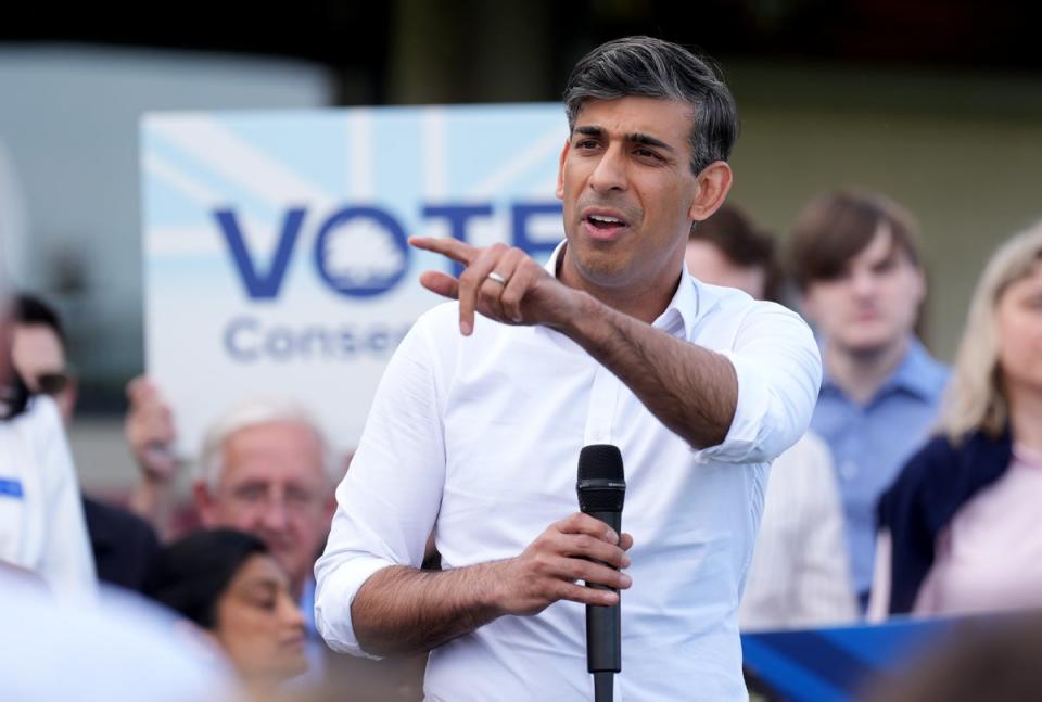 Prime Minister Rishi Sunak during a visit to Cambridge Rugby Club in Cambridge (Joe Giddens/PA Wire)