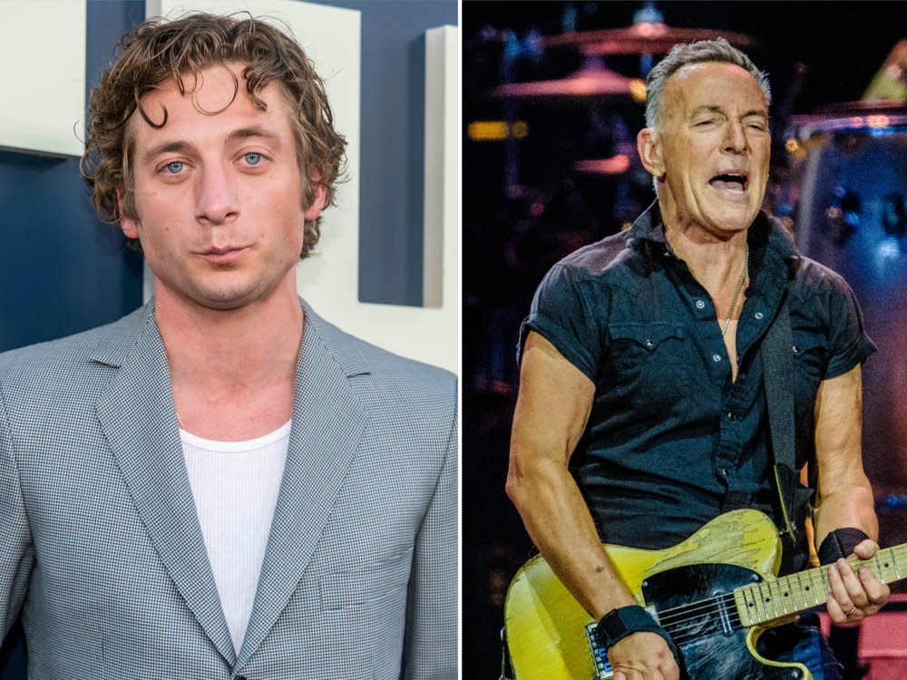 "The Bear"-Star Jeremy Allen White (l.) soll Rocklegende Bruce Springsteen im geplanten Biopic "Deliver Me From Nowhere" verköpern. (Bild: Eugene Powers/Shutterstock.com / imago/Gonzales Photo)