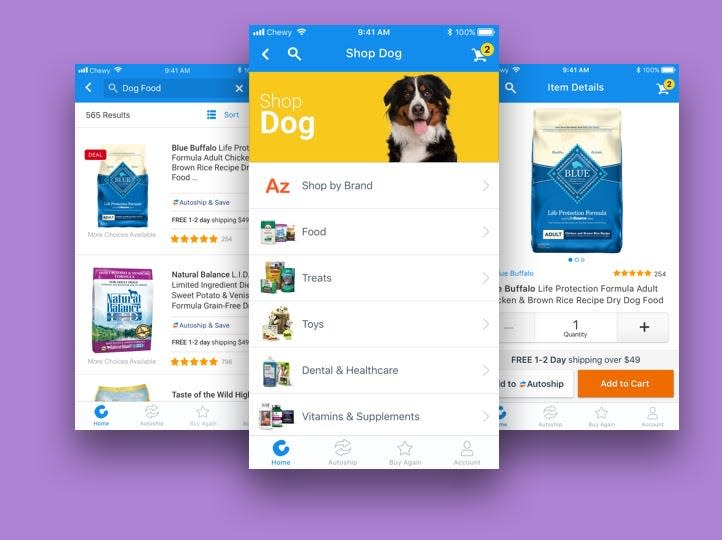 An app and website, Chewy is one of the biggest online retailers for pet owners, featuring several thousand products (and medications) to order to your door.