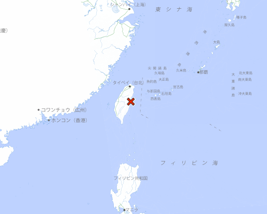 日本氣象廳和美國地質研究所USGS分別測得花蓮再度發生規模6以上強震。翻攝日本氣象廳/USGS
