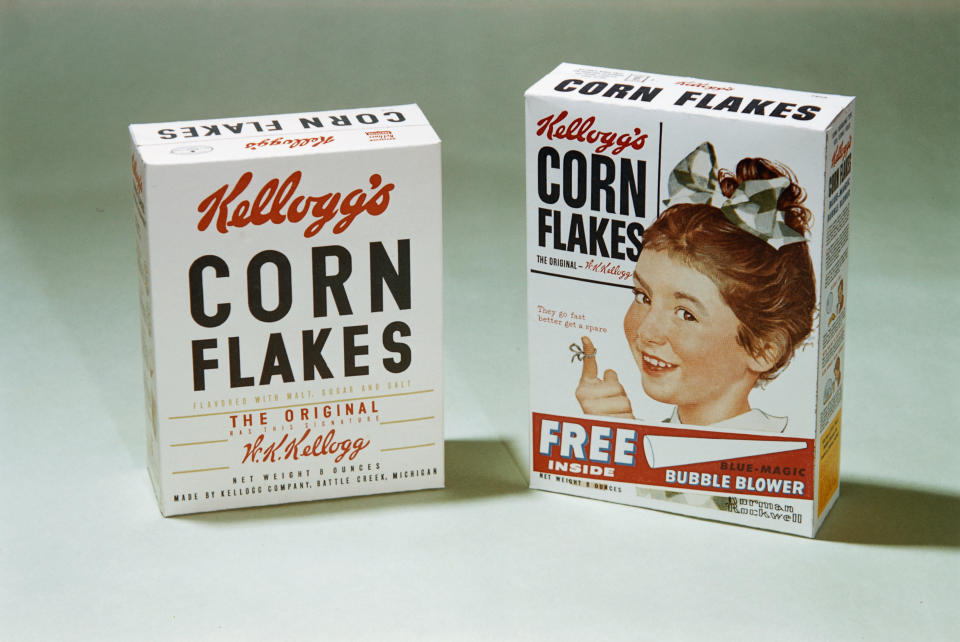 Mga Corn Flakes Cereal Boxes (Larawan ni �� William Gottlieb/CORBIS/Corbis sa pamamagitan ng Getty Images)