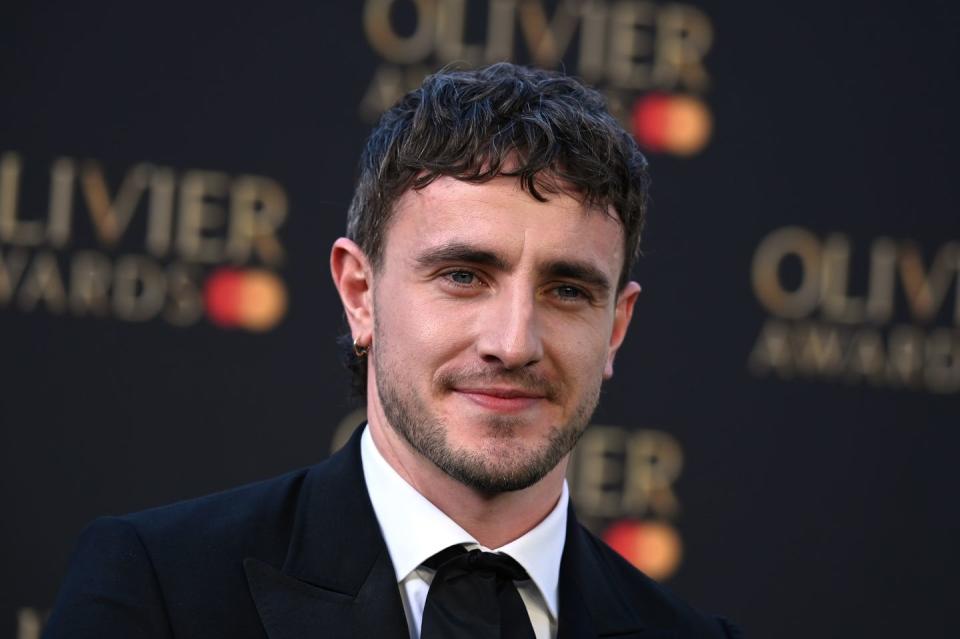 paul mescal arriving at the olivier awards 2023 in london