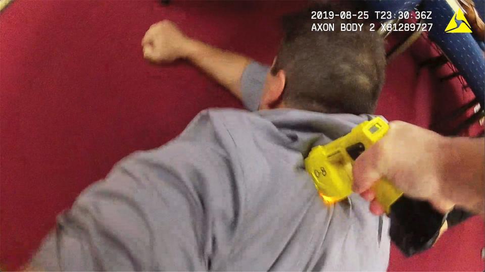 Body camera footage released by Central District Court shows the events leading up to and immediately after the arrest of a preacher inside his church in August 2019 including a police officer's use of a Taser on the man.