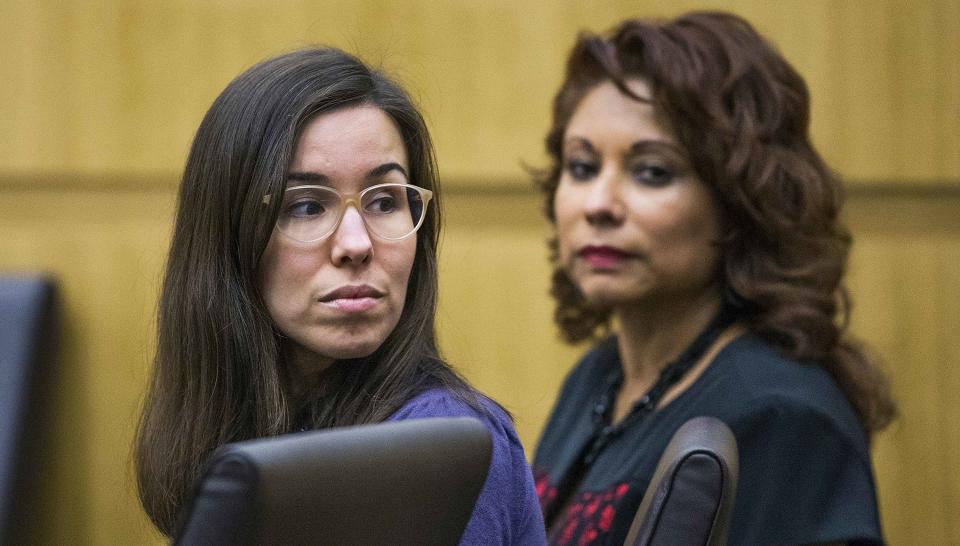 Jodi Arias looks toward the gallery during the sentencing phase retrial in Phoenix