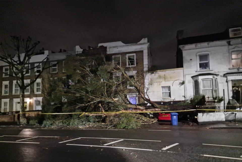 Handout photo taken with permission from the social media site X, formerly Twitter, posted by @MichaelSnasdell of a fallen tree in Forest Hill, London. The Met Office has issued an amber weather warning for Storm Henk, which is forecast to bring gusts of up to 80mph to parts of the UK. Issue date: Tuesday January 2, 2024.