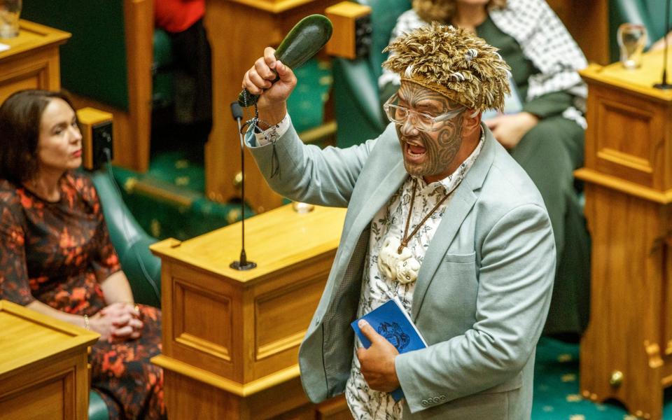 Te Pati Maori co-leader Rawiri Waiti during the swearing-in ceremony as the parliament convened for the first time since October's elections