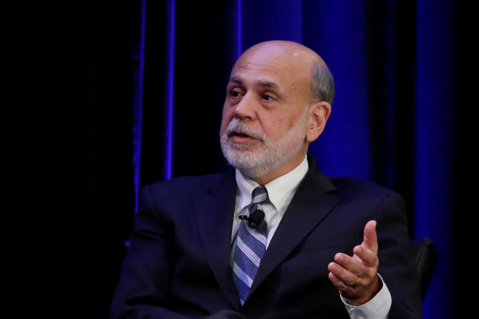 Former Federal Reserve Chairman Ben Bernanke speaks during a panel discussion at the American Economic Association/Allied Social Science Association (ASSA) 2019 meeting in Atlanta, Georgia, U.S., January 4, 2019.  REUTERS/Christopher Aluka Berry