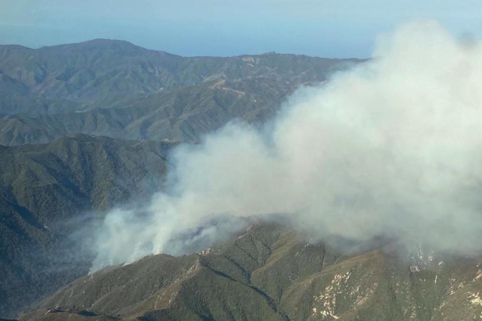 Smoke rises from the Willow Fire near Big Sur, California, on Sunday 20 June.