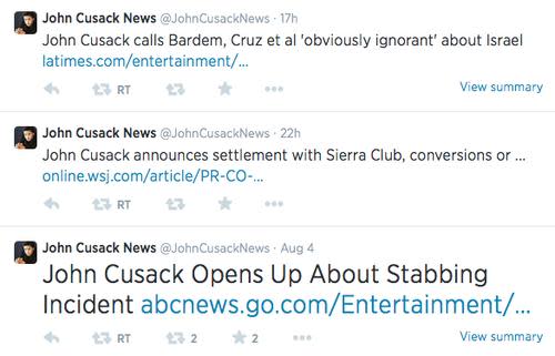 Tweets from John Cusack News