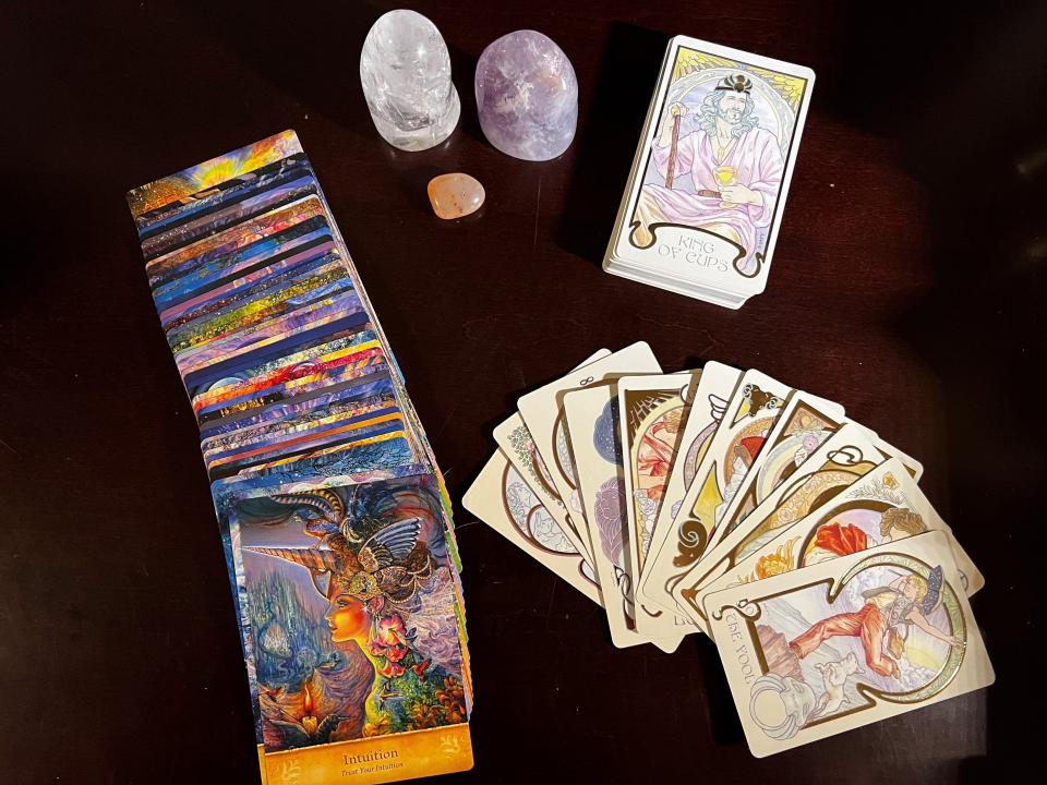 Tarot cards are often used alongside oracle cards by a reader to tell what could happen to person over a set time period.